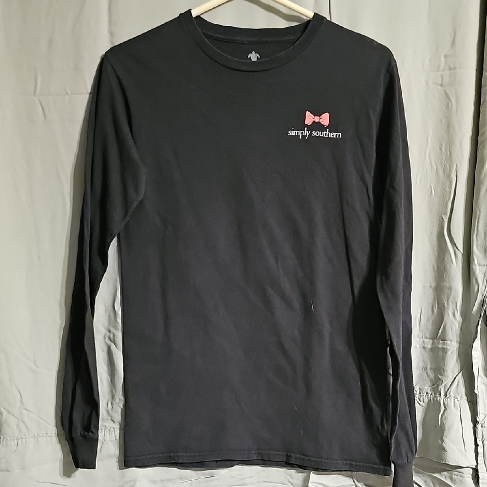 Simply Southern Black Tee with Pink Bow